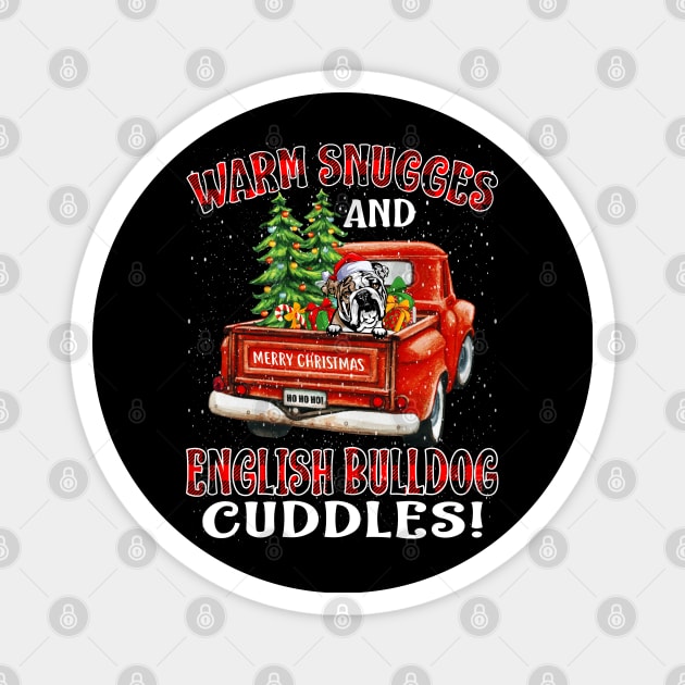 Warm Snuggles And English Bulldog Cuddles Ugly Christmas Sweater Magnet by intelus